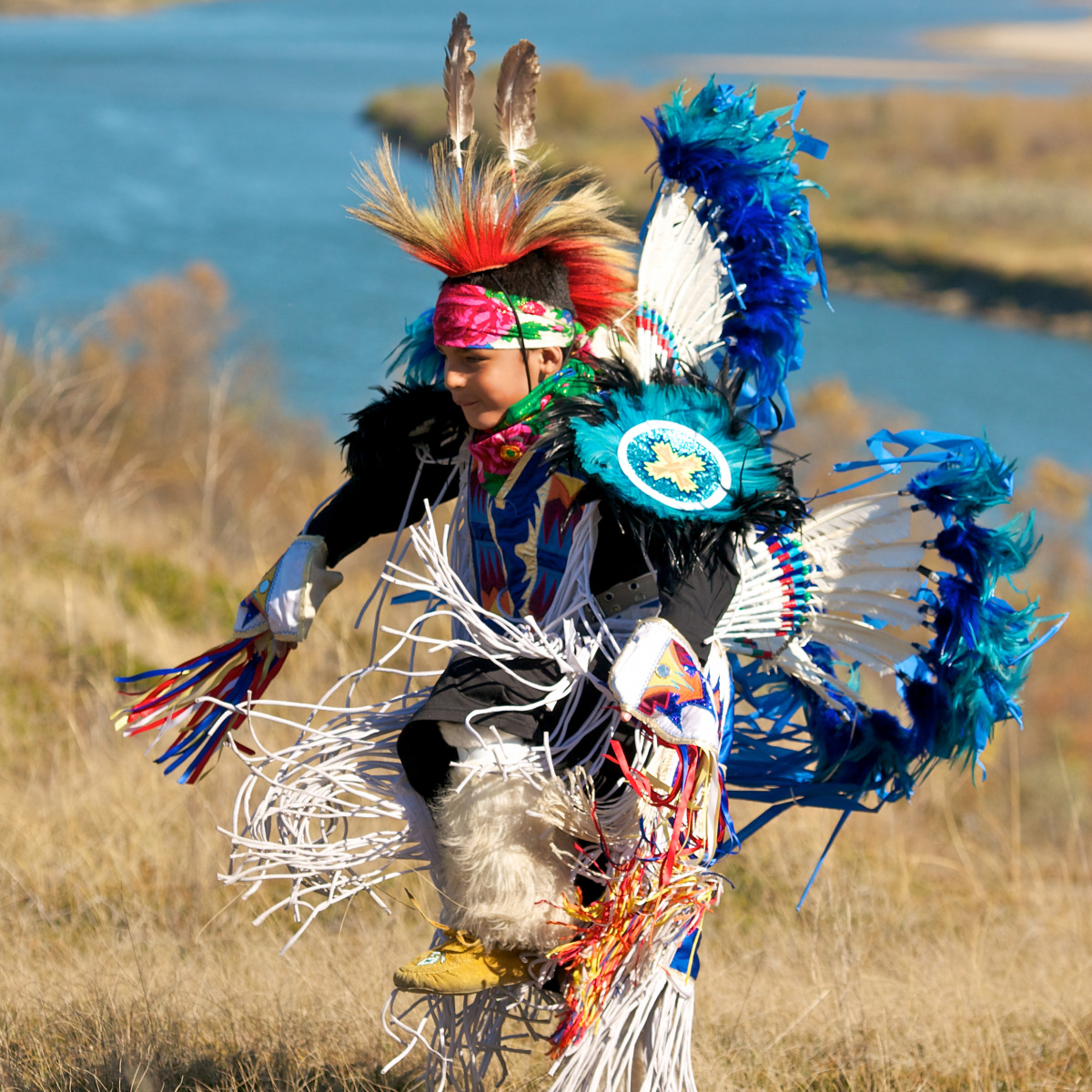 Youth pow wow dancer