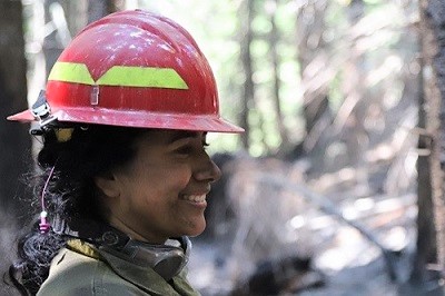 Careers, Benefits and Training, Woman in red hard hat out in the field