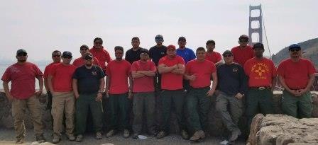 Mescalero Type 2 initial attack crew 2017 Mescalero Type 2 Initial Attack Crew pose with Golden Gate Bridge in Background. Crew supported the Mendocino Lake Complex Fire in California, Oct. 2017