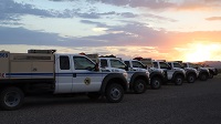 BIA engine fleet on tarmac during sunset. Arizona 2019