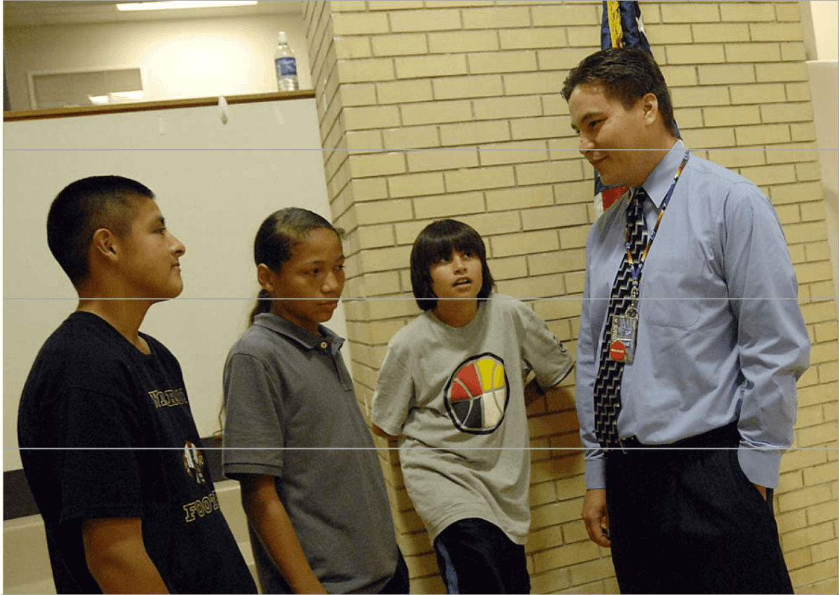 Acting Assistant Secretary-Indian Affairs Del Laverdure gives some pointers to a few of the kids that attended a basketball clinic at the Department of the Interior, which was part of the Let’s Move! in Indian Country One-Year Anniversary event held earlier at the Dwight D. Eisenhower Executive Building.