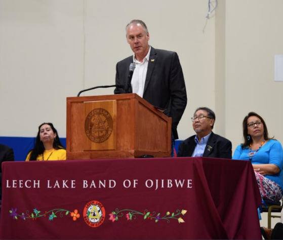 Interior Secretary Ryan Zinke at the Bug-O-Nay-Ge-Shig High School