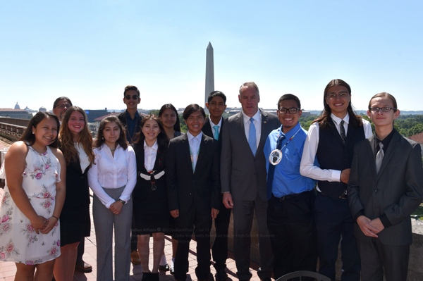 Secretary Zinke, PDAS Tahsuda, and 10 high school students in the INSPIRE Pre-College Program