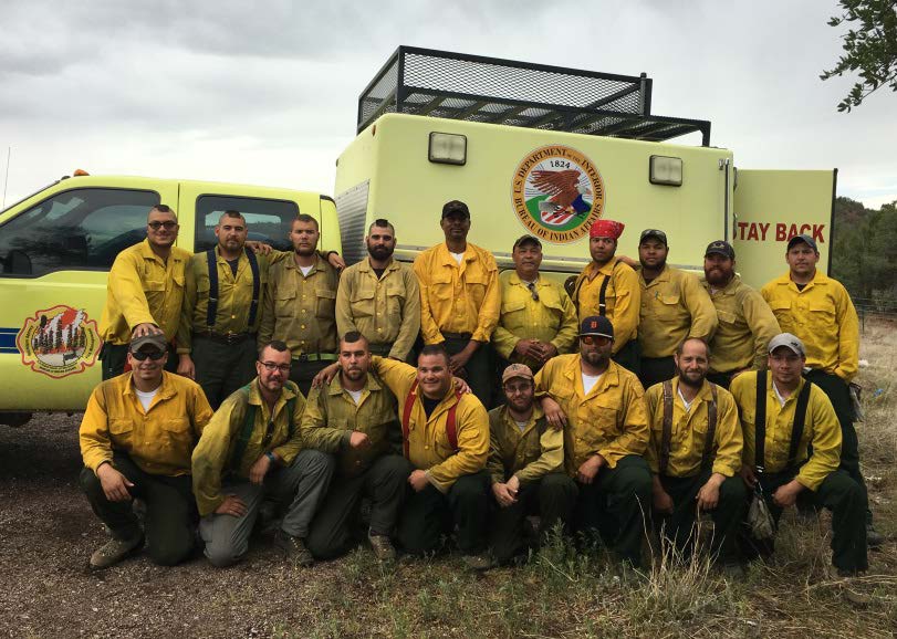 Bay Mills T2 Initial Attack Handcrew assigned to the Cedar Fire that was burning on Fort Apache Indian Reservation, July 2016. Photo by: Robyn Broyles, PIO.