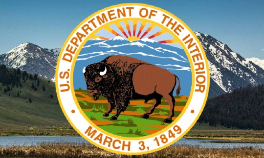 Department of the Interior seal on landscape background