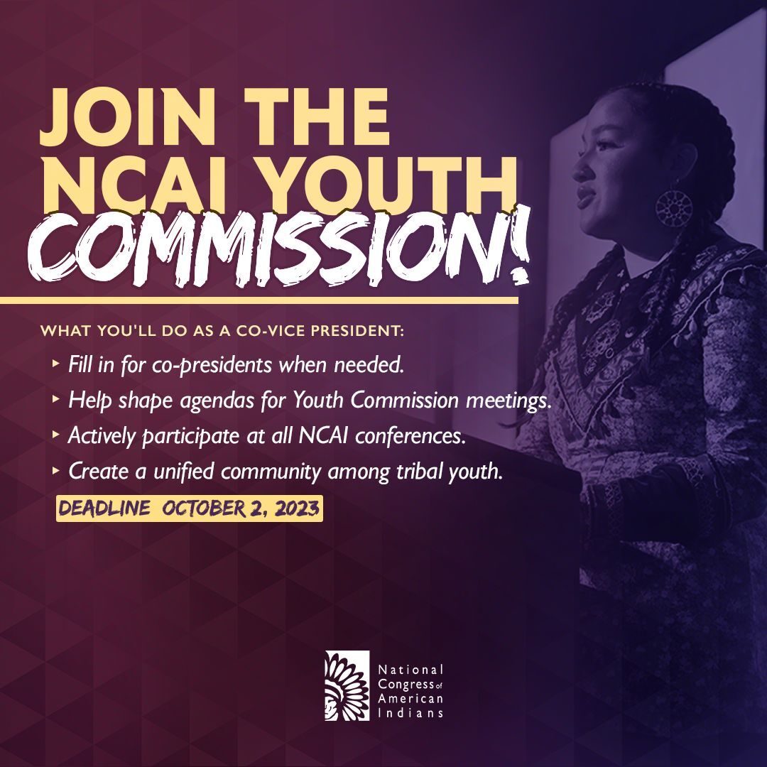 NCAI Youth Commission flyer with details about Co-Vice President election
