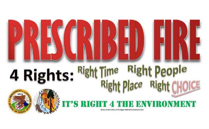 Prescribed Fire 4 Rights: Right Time, Right People, Right Place, Right Choice.