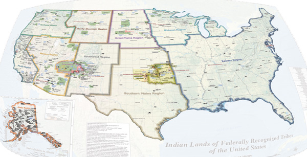 stylized map of 12 BIA Regions