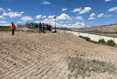 Pad near spillway chute where crane will sit on 