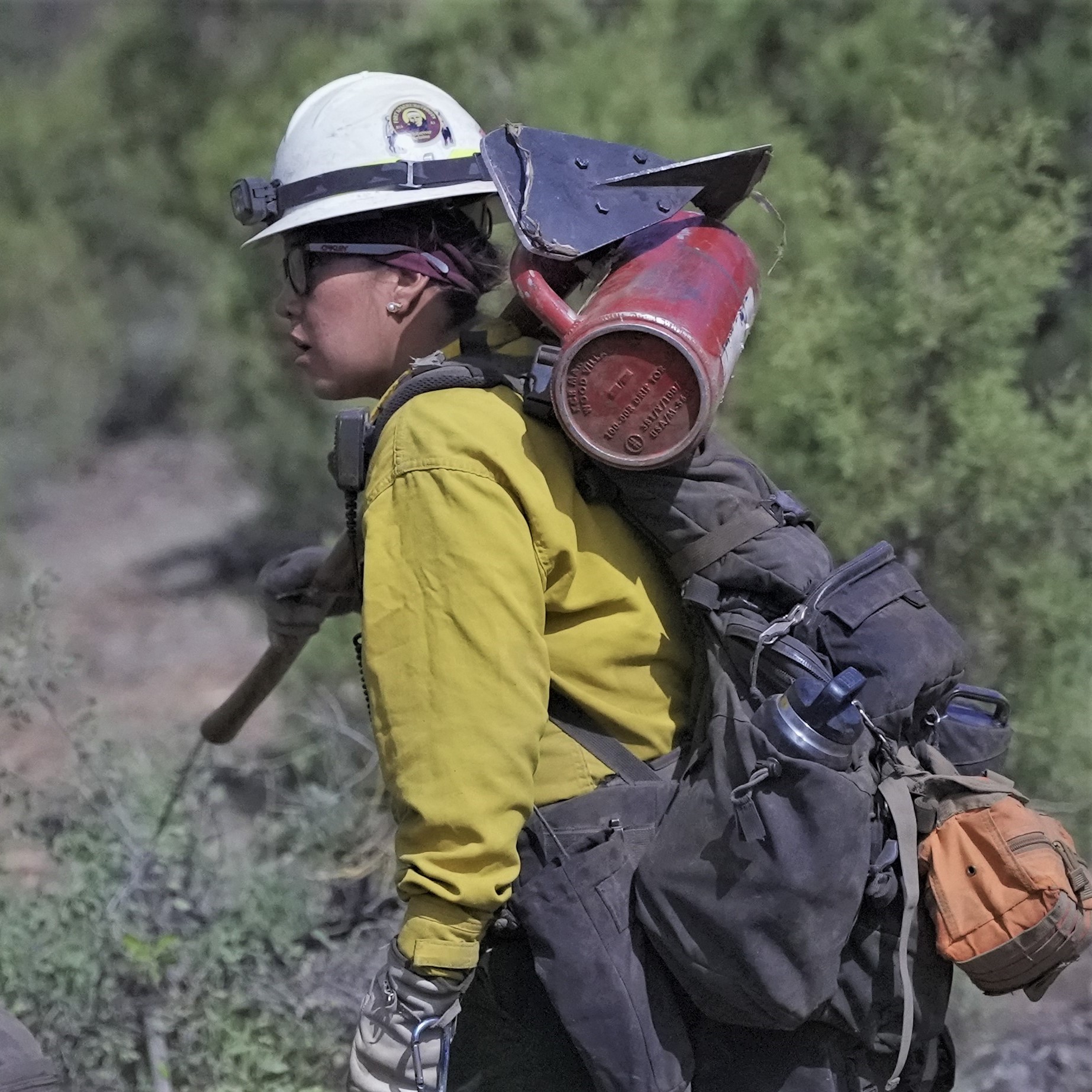 A BIA firefighter working in the field.