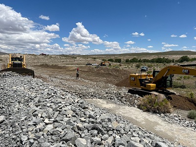 Step 2: After the rick is placed into the trench, it is covered over.