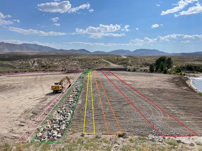 Schematic of the work done at Weber Dam's emergency spillway as of July 14, 2023