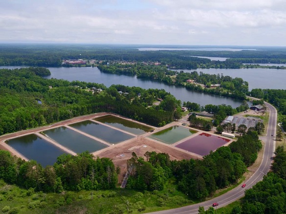 Aerial view of Lac du Flambeau Band of Lake Superior Chippewa Indians fish hatchery