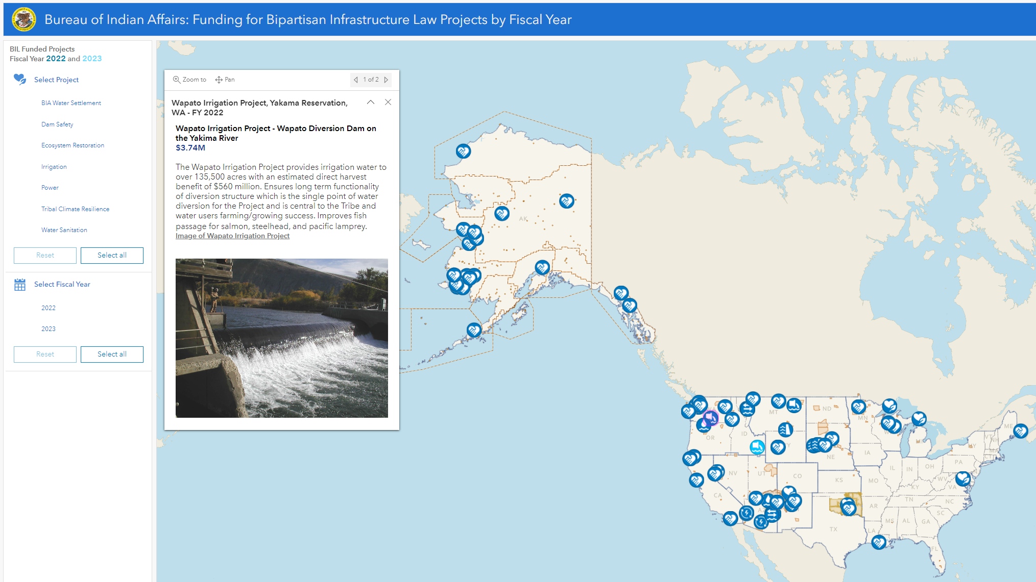 Click to view the interactive Funding for Bipartisan Infrastructure Law Projects Fiscal Year 2022 Map