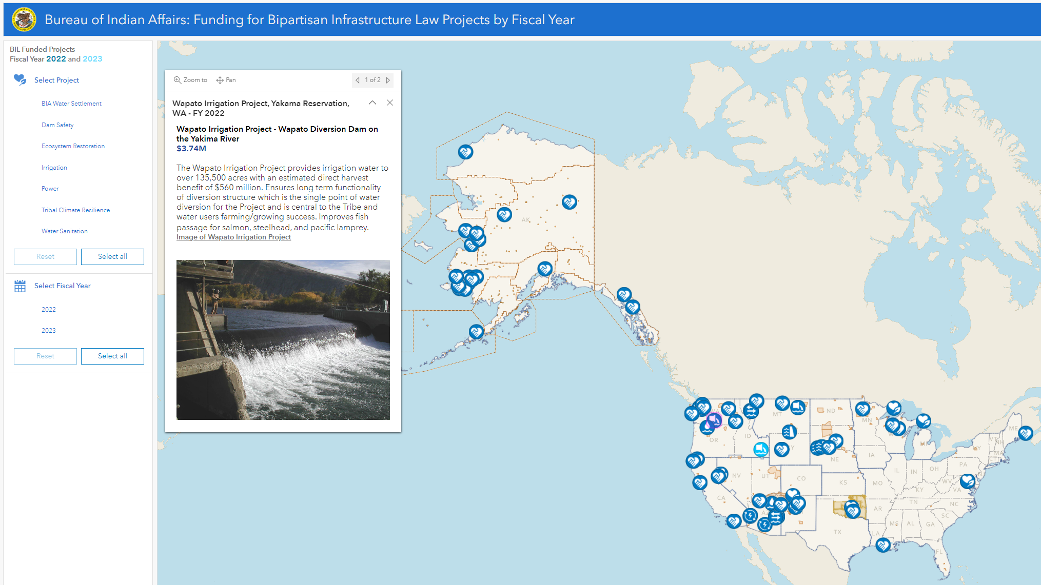 Click to view the interactive Funding for Bipartisan Infrastructure Law Projects Fiscal Year 2022 Map