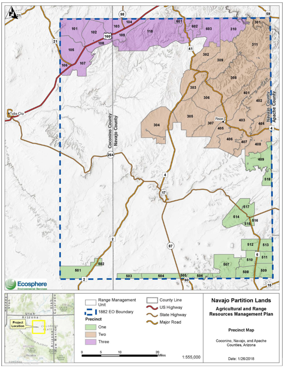 Navajo Partitioned Lands Map