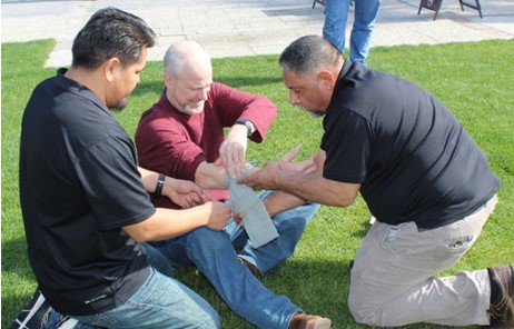 Tim Radtke Director of Office of Occupational Safety for DOI serves as a model during the 2019 MIL Train-the-Trainer Training in San Diego, CA. March 8, 2019. Photo: BIA