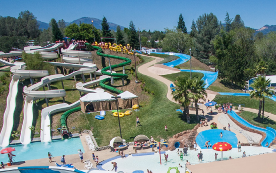 The waterpark features tube and body slides