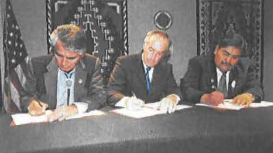 Signing the historic Navajo-Hopi Intergovernmental Compact