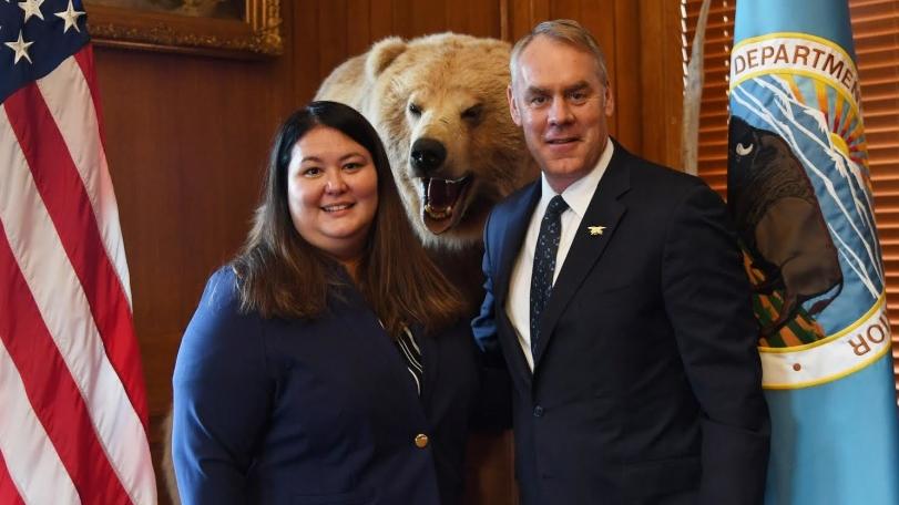 Secretary of the Interior Ryan Zinke with Assistant Secretary of Indian Affairs Tara Mac Lean Sweeney 