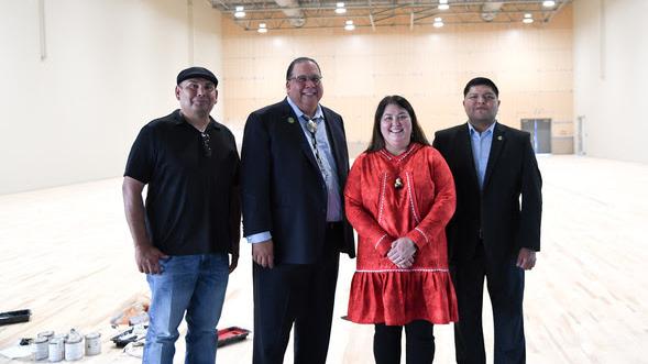 Assistant Secretary Sweeney joins Governor Lewis and members of the Gila River Indian Community during a tour of the school while under construction. Photo courtesy: Department of the Interior Tami Heilemann