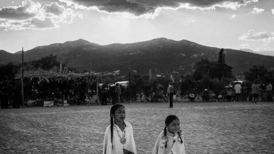 Native children in a black and white photo