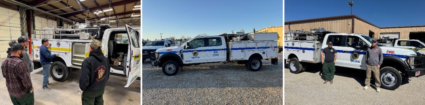 BIA staff receiving fire engine training and engine acceptance at the contractor location in Weatherford, TX, on March 11, 2025. Photo taken by Bradford LeCompte, BIA.