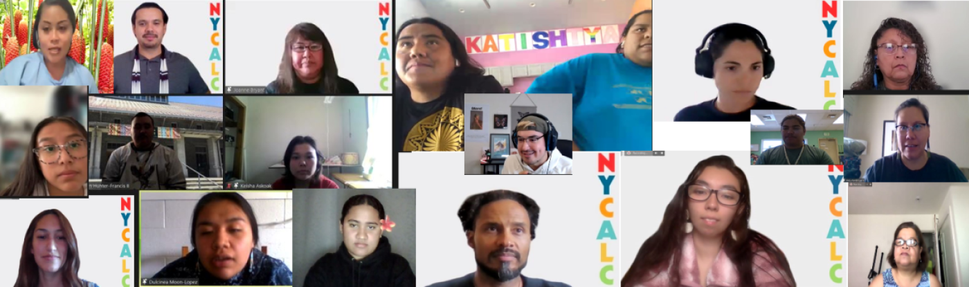Collage of virtual participants at Native Youth Climate Adaptation Leadership Congress 2021