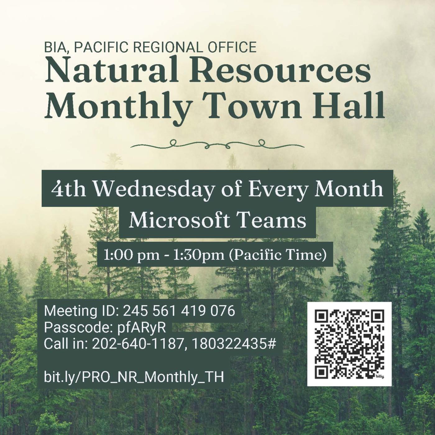 Pacific Region Natural Resources Meeting Town Hall Flyer