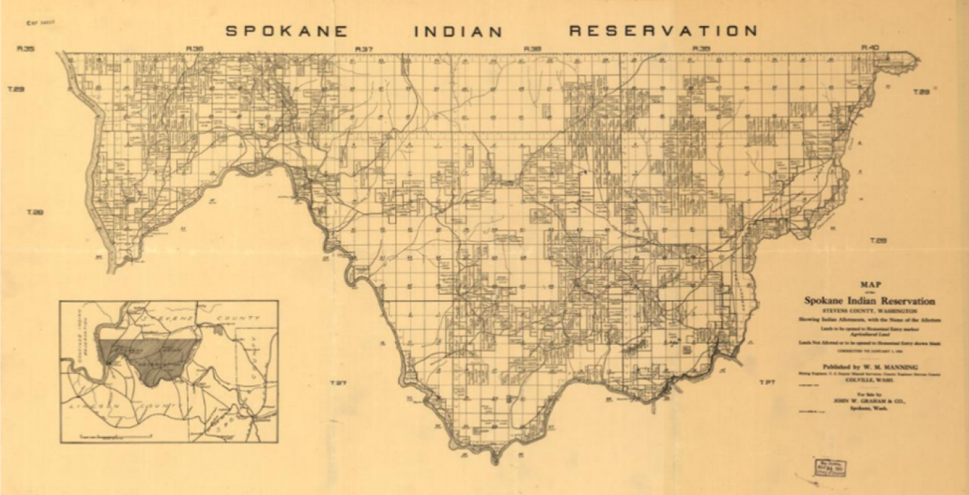 1910 Map of the Spokane Indian Reservation